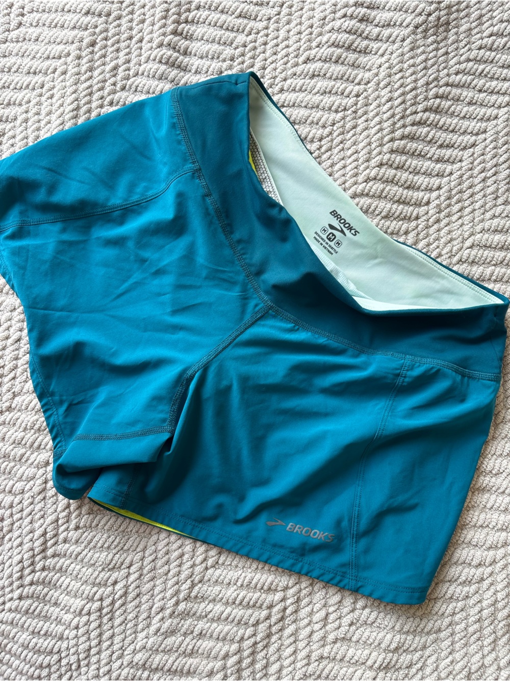 Brooks Teal and Lime Athletic Shorts